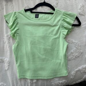 ribbed flutter sleeve top